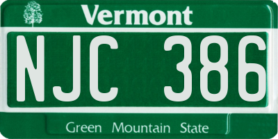 VT license plate NJC386