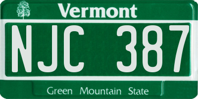 VT license plate NJC387