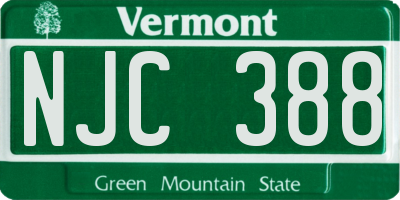 VT license plate NJC388