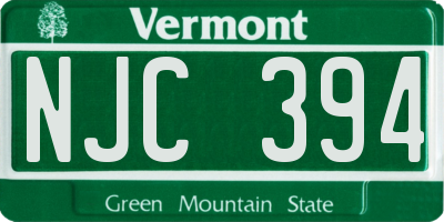 VT license plate NJC394