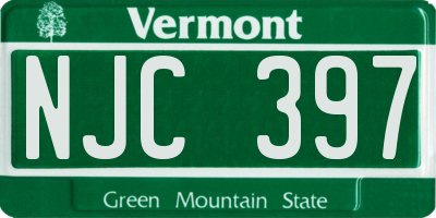 VT license plate NJC397