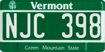 VT license plate NJC398