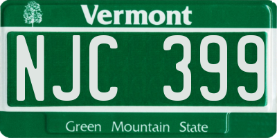 VT license plate NJC399