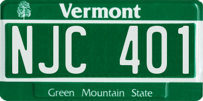 VT license plate NJC401