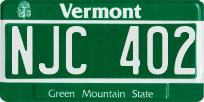 VT license plate NJC402