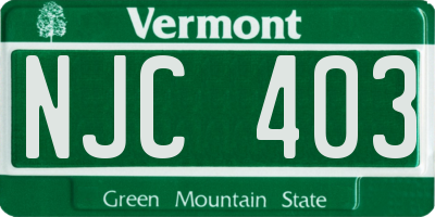 VT license plate NJC403