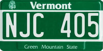 VT license plate NJC405
