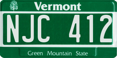 VT license plate NJC412