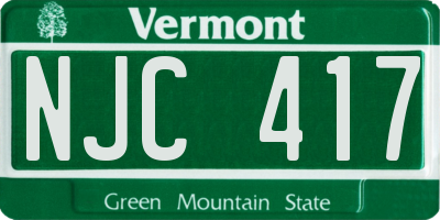 VT license plate NJC417