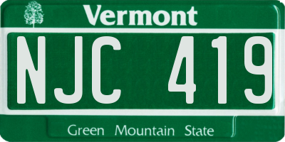 VT license plate NJC419