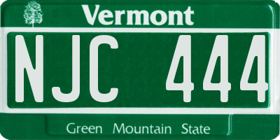 VT license plate NJC444
