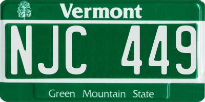 VT license plate NJC449