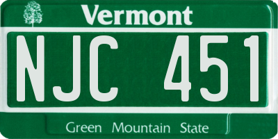 VT license plate NJC451