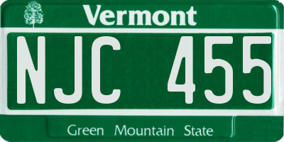 VT license plate NJC455