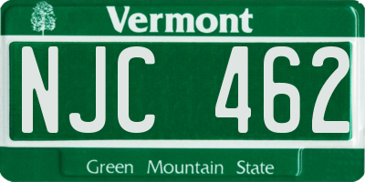 VT license plate NJC462