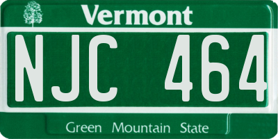 VT license plate NJC464