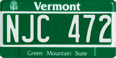 VT license plate NJC472