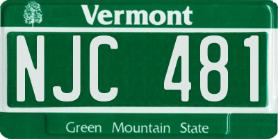VT license plate NJC481