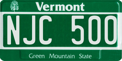 VT license plate NJC500