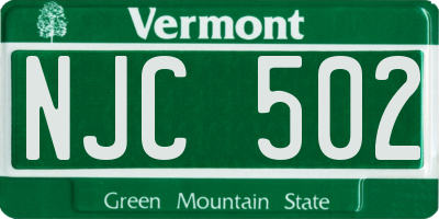 VT license plate NJC502