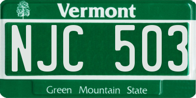 VT license plate NJC503