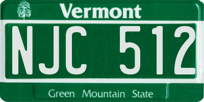 VT license plate NJC512
