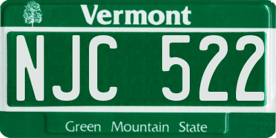 VT license plate NJC522