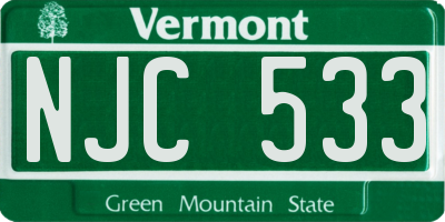 VT license plate NJC533