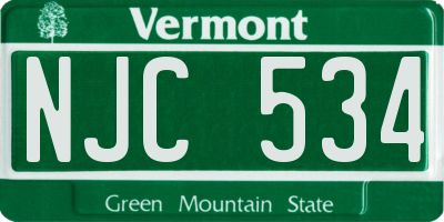 VT license plate NJC534