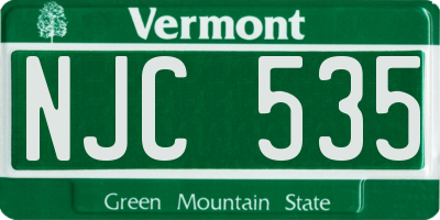 VT license plate NJC535