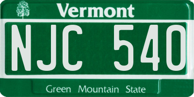 VT license plate NJC540