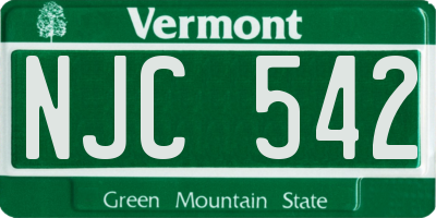 VT license plate NJC542