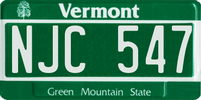 VT license plate NJC547