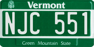 VT license plate NJC551