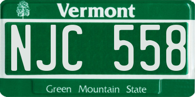 VT license plate NJC558