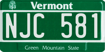 VT license plate NJC581