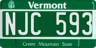 VT license plate NJC593