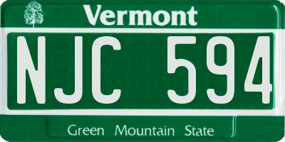 VT license plate NJC594