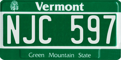 VT license plate NJC597