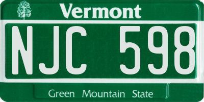 VT license plate NJC598