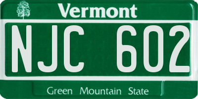 VT license plate NJC602