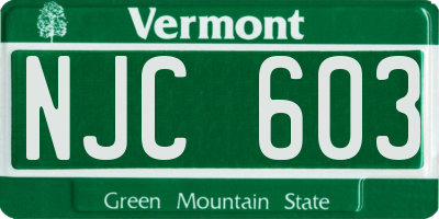 VT license plate NJC603