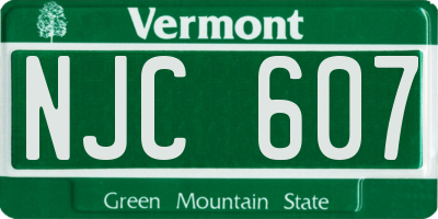 VT license plate NJC607