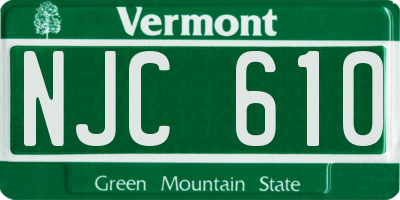 VT license plate NJC610