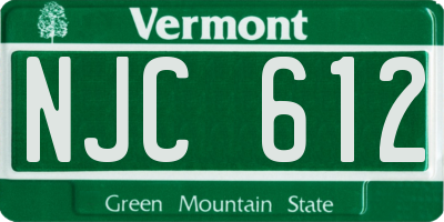 VT license plate NJC612