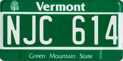 VT license plate NJC614