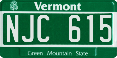 VT license plate NJC615
