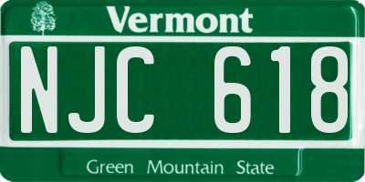 VT license plate NJC618
