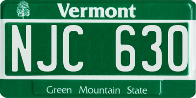 VT license plate NJC630