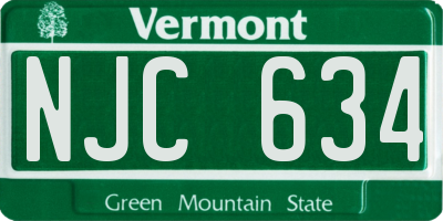 VT license plate NJC634